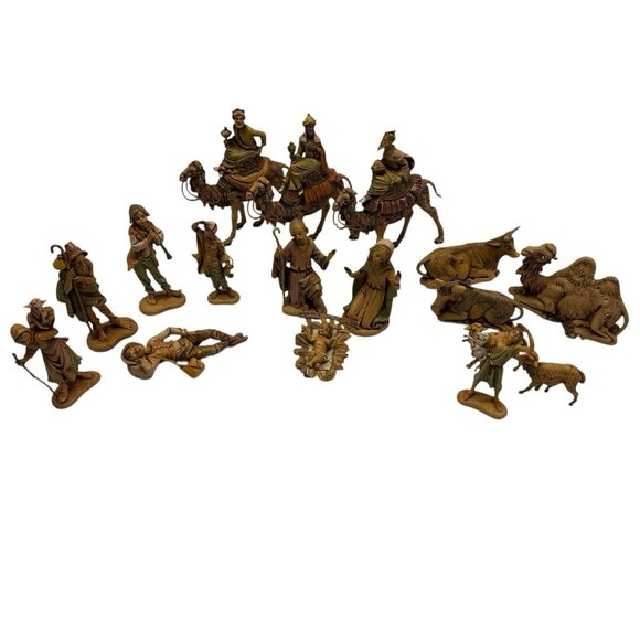 1983 Fontanini Depose Italy Nativity Figurines W/Spider Mark 5" Set of 17 VTG - Picture 1 of 16